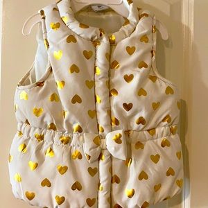 Puff Vest with Gold Hearts